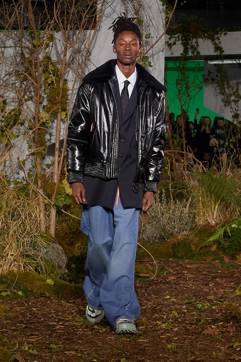 Off-White Virgil Abloh Fall Winter 2019 Paris Fashion Week Show Collection Backstage Jacket Black Jeans Blue