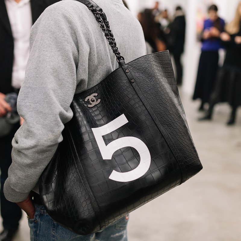 Pharrell Williams Chanel Croc Leather 5 Bag Black Paris Fashion Week Men's Collaboration