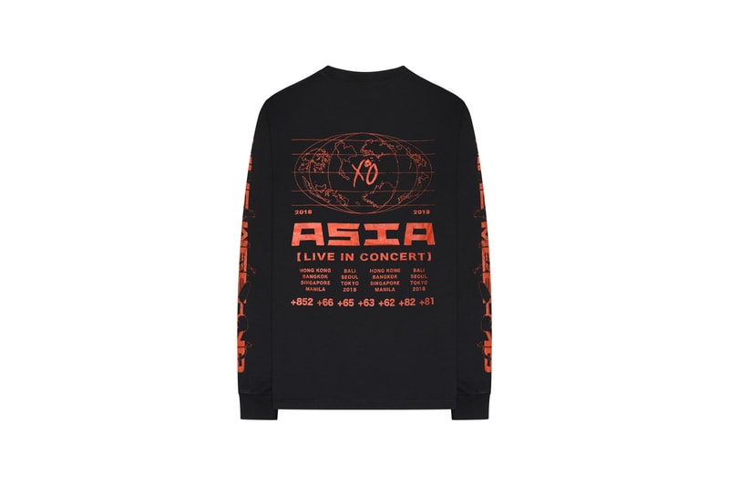 The Weeknd Asia Tour Merch Collection Long Sleeved T-shirt Black