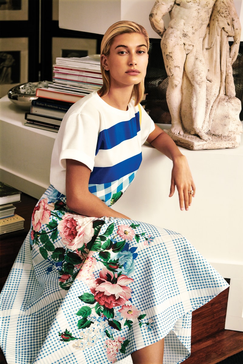 Weekend Max Mara Spring Summer 2019 Campaign Hailey Baldwin Top Skirt White Blue