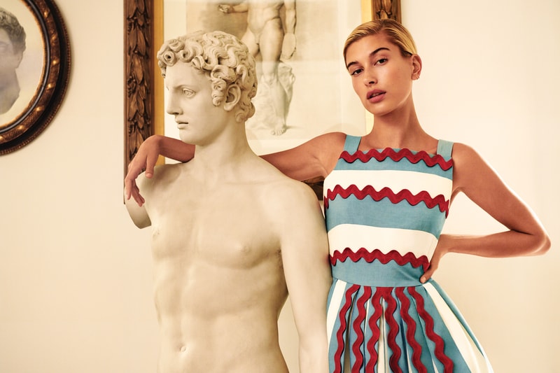 Weekend Max Mara Spring Summer 2019 Campaign Hailey Baldwin Top Skirt White Blue