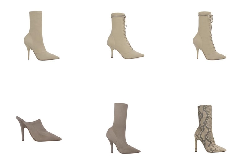yeezy kanye west restock heels boots mules pvc suede canvas stretch python