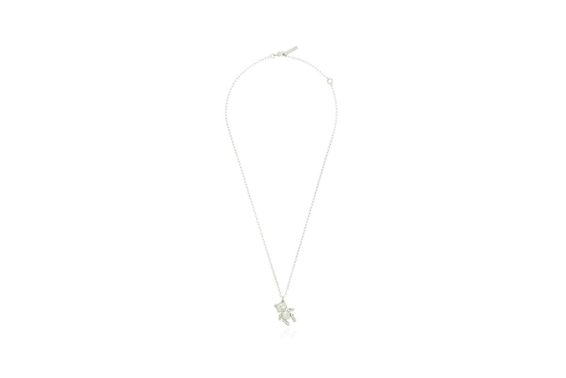 AMBUSH Metallic Teddy Bear Charm Silver Chain Necklace