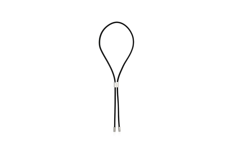 AMBUSH Black Embossed Silver Clasp Leather Bolo Tie