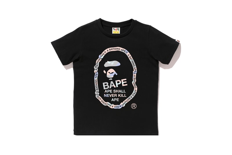 BAPE Pastel Camouflage Collection APE Head T-shirt Black Pink