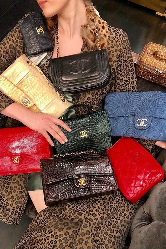 Vintage Chanel Handbags Black Red Gold Blue Green