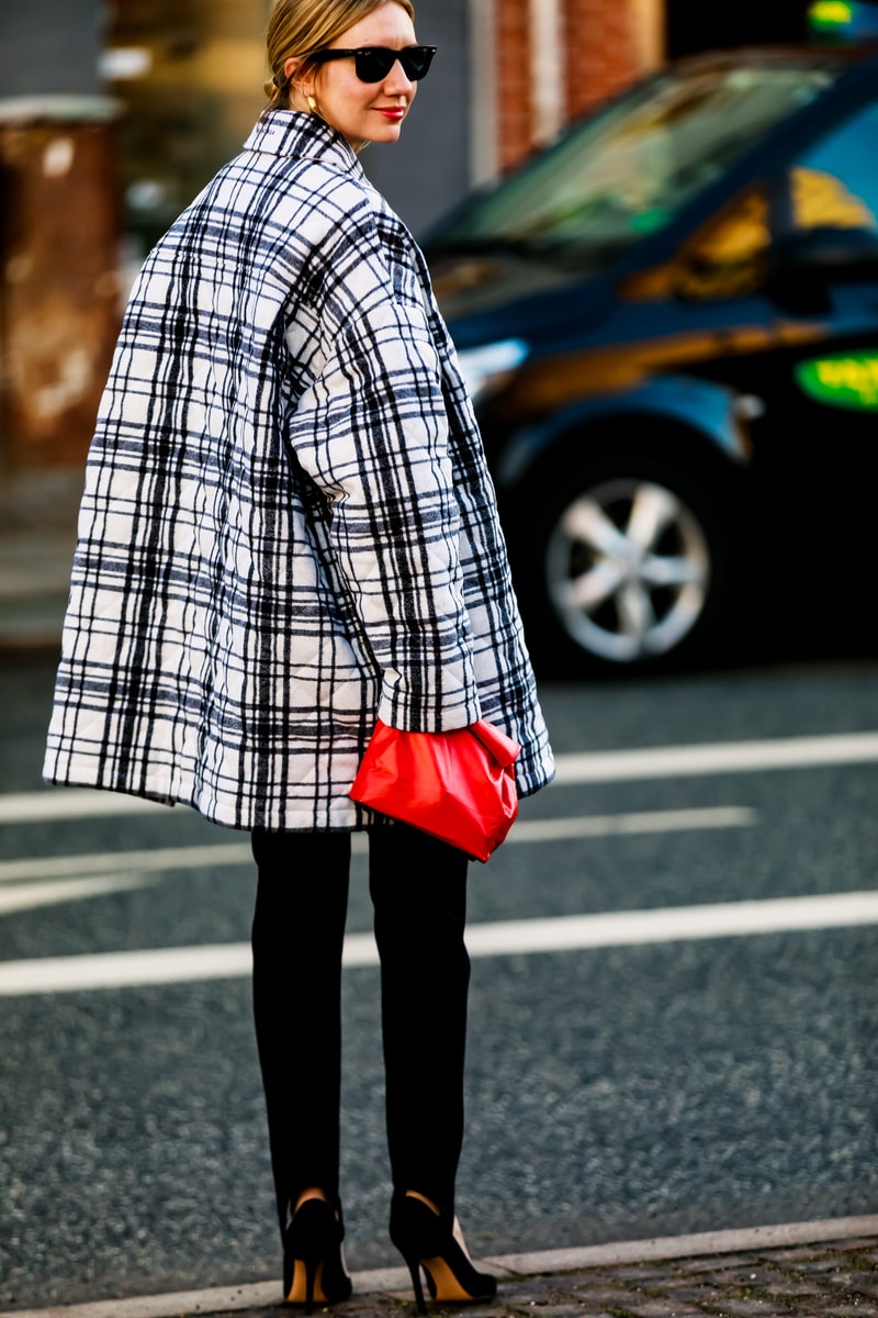 Copenhagen Fashion Week FW19 Streetstyle Snaps Jacket Plaid Bag Red