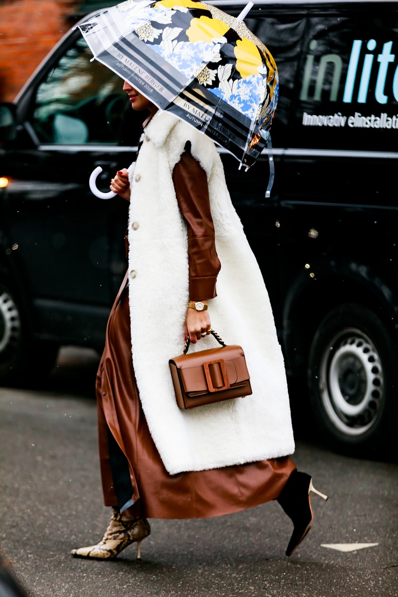 Copenhagen Fashion Week FW19 Streetstyle Snaps Jacket White Bag Brown