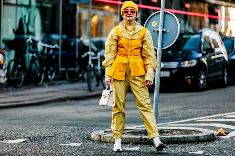 Copenhagen Fashion Week FW19 Streetstyle Snaps Top Pants Yellow Bag White