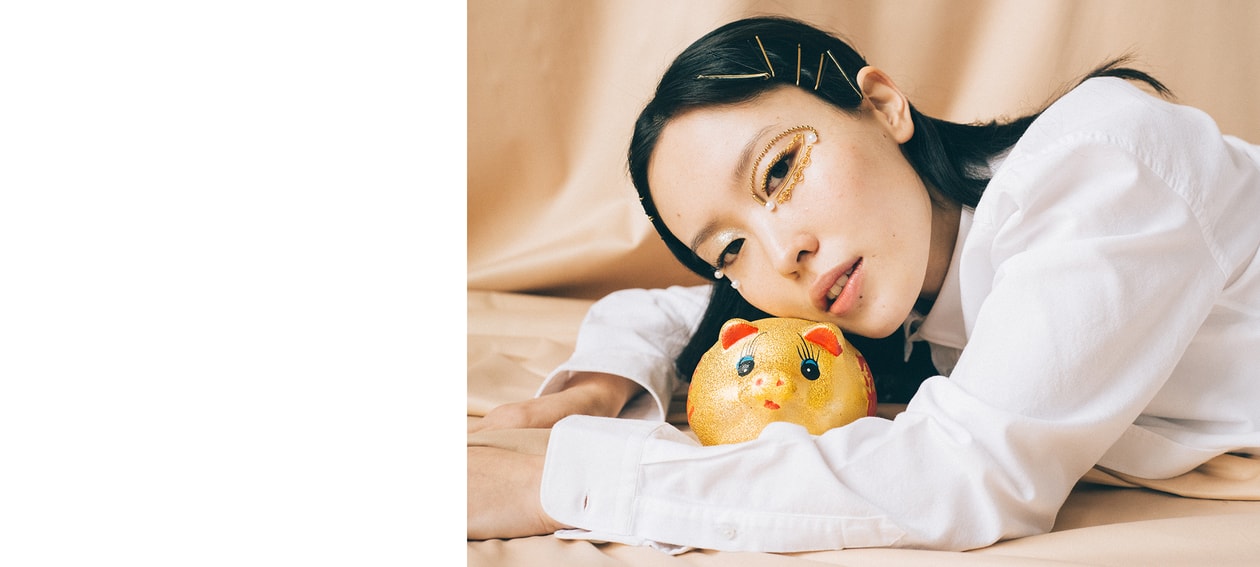 Chinese Lunar New Year Beauty Makeup Editorial Model Year of the Pig Fashion Asian