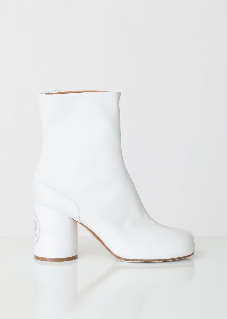 Maison Margiela White Tabi Boots Hologram Heels Numbers Logo La Garçonne 2019 Boot