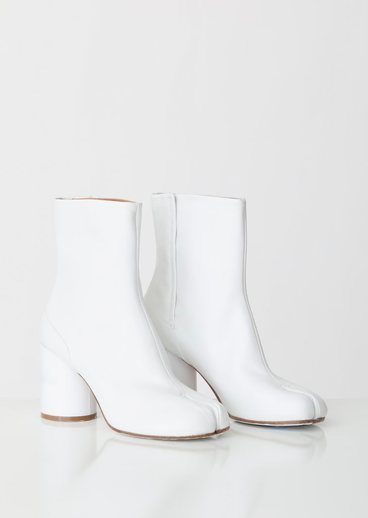 Maison Margiela White Tabi Boots Hologram Heels Numbers Logo La Garçonne 2019 Boot