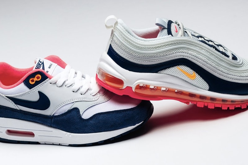 Nike Air Max 1 Air Max 97 "Laser Orange" Pack Fashion Feature Sneaker Boutique Navy Blue Grey Air Max Day 