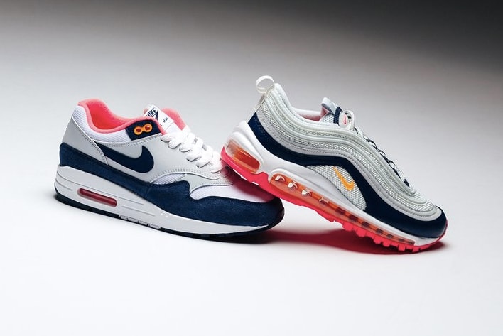 Nike Air Max 1 Air Max 97 "Laser Orange" Pack Fashion Feature Sneaker Boutique Navy Blue Grey Air Max Day 