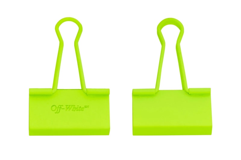 Off-White Binder Clip Keychain Fluorescent Yellow
