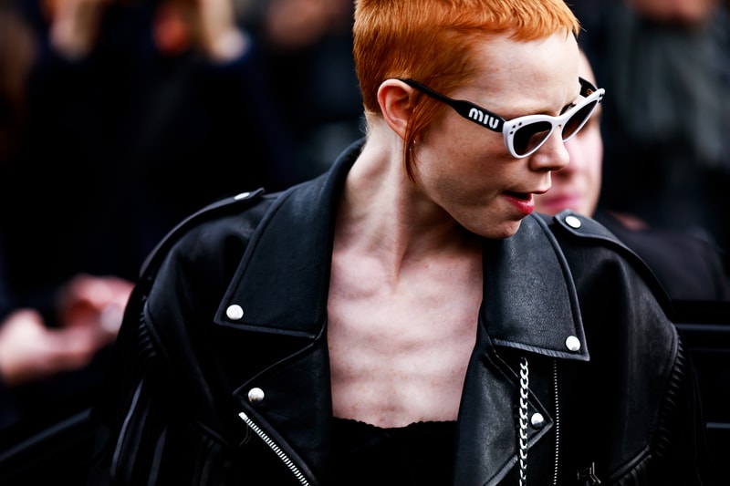 Paris Fashion Week Street Style Fall Winter 2019 Jacket Shirt Black Miu Miu Sunglasses White