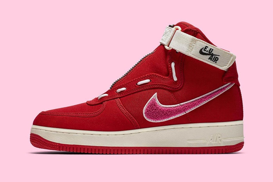 Emotionally Unavailable Nike Air Force 1 High Red Pink Valentines Day 