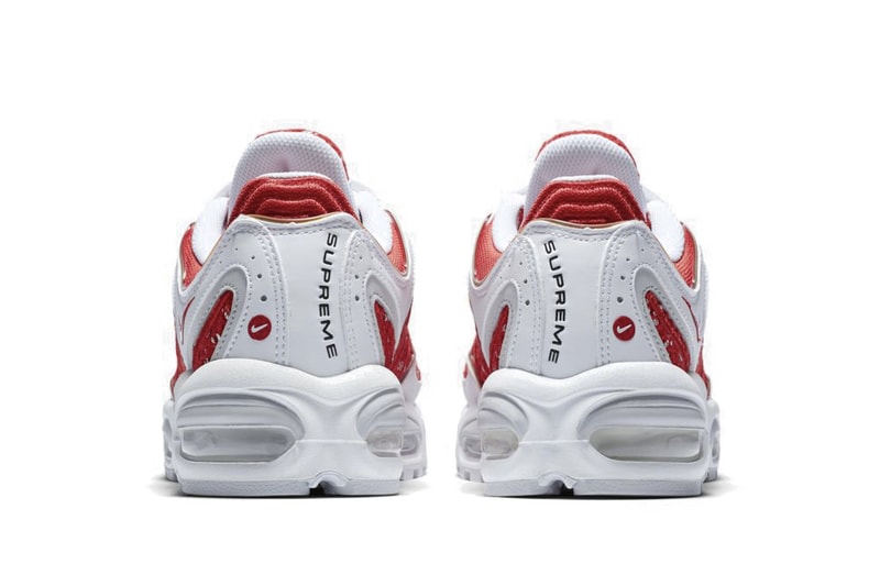 Supreme x Nike Air Max Tailwind 4 Release Info Sneaker Shoe Collaboration Swoosh Logo Branding Black Blue Red White Drop Date Teaser Official Images