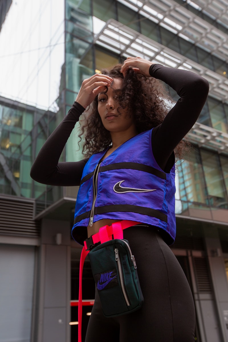Frankie Collective Reworked Nike Crop Vest Waist Bag Air Max Deluxe Black Laser Fuchsia Regency Purple Editorial Air Max Day 2019 Sara Gourlay Vintage