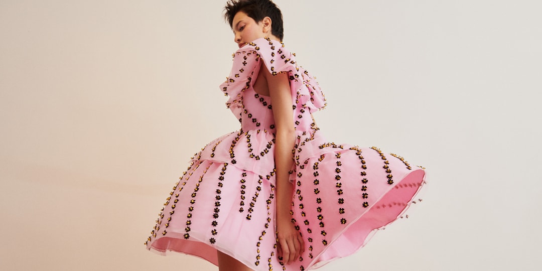 mytheresa pink dress Strapless satin twill gown in pink - Solace London