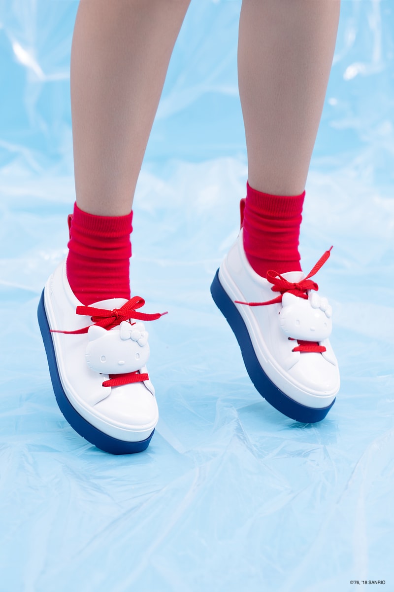 Melissa Launches Hello Kitty-themed Collection Rubber Sneaker Sandals Bow Pink Kids Shoes Lookbook 