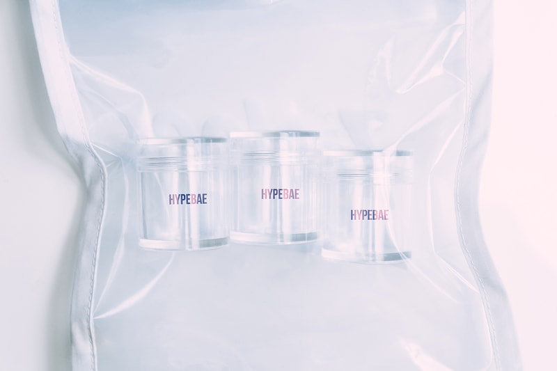 HYPEBAE April Fools' Day Invisible Makeup Brand Line Packaging Clear Bag Bottles Beauty Logo