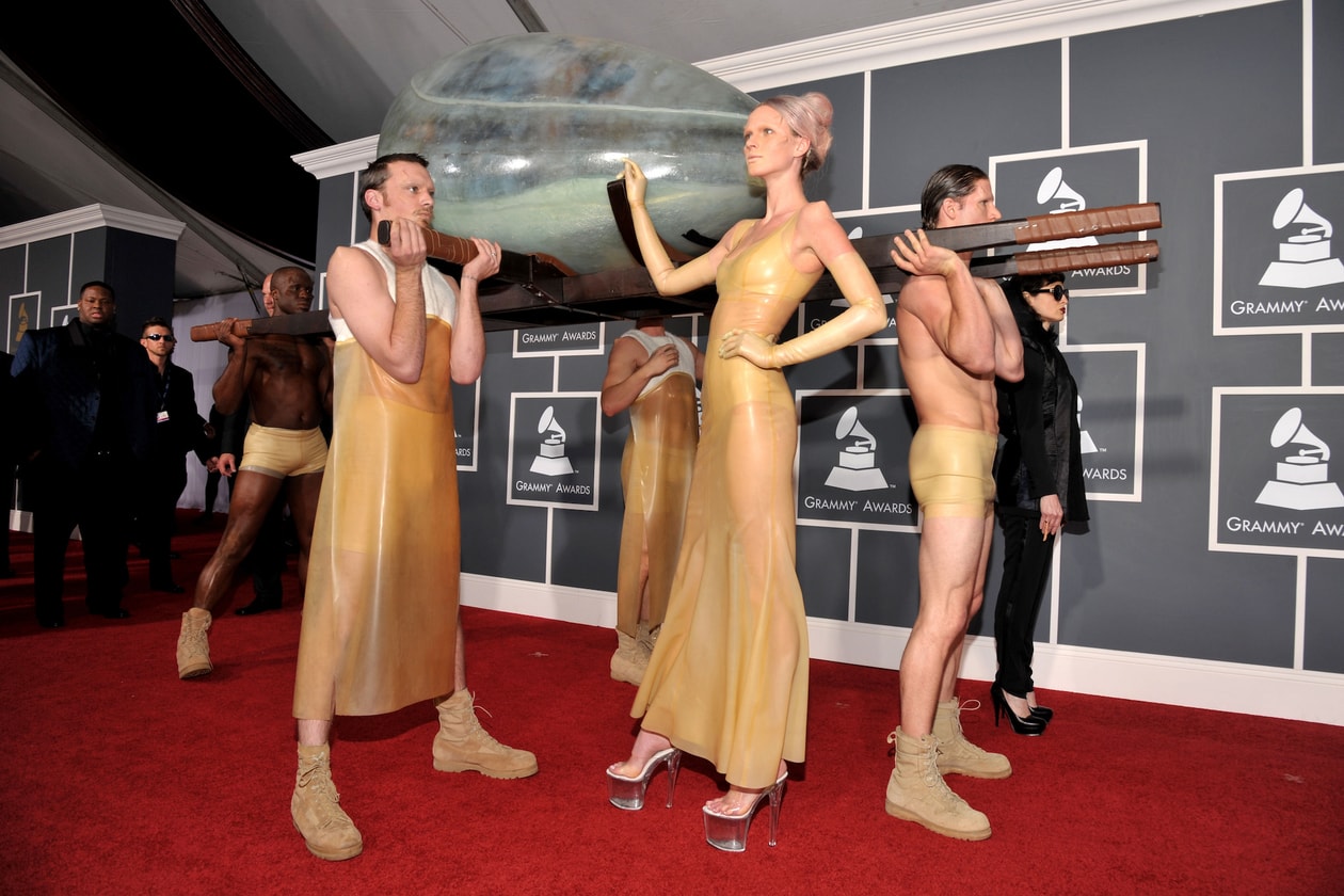 Lady Gaga's Best Fashion Looks and Outfits Grammys Oscars Meat Dress Space Egg Hair Bow