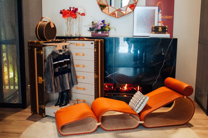 Louis Vuitton Objets Nomades Hong Kong Exhibit Trunk Case Brown Couch Orange