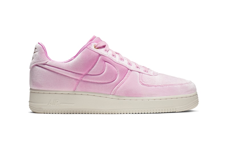 Nike Air Force 1 Pink Velvet Velour Trainers Sneakers Gold