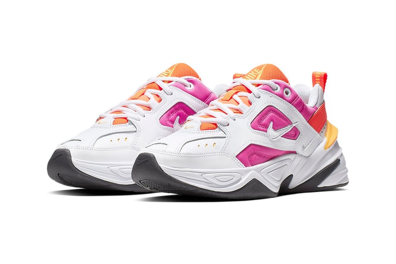 Nike M2K Tekno Pink Orange Laser Fuchsia Hyper Crimson Chunky Sneakers Trainers