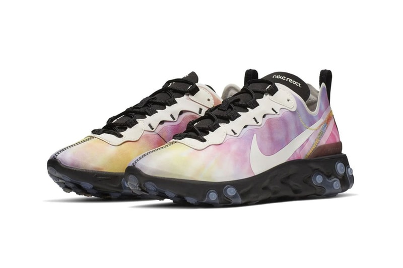 Nike React Element 55 Tie-Dye Black Green Pink