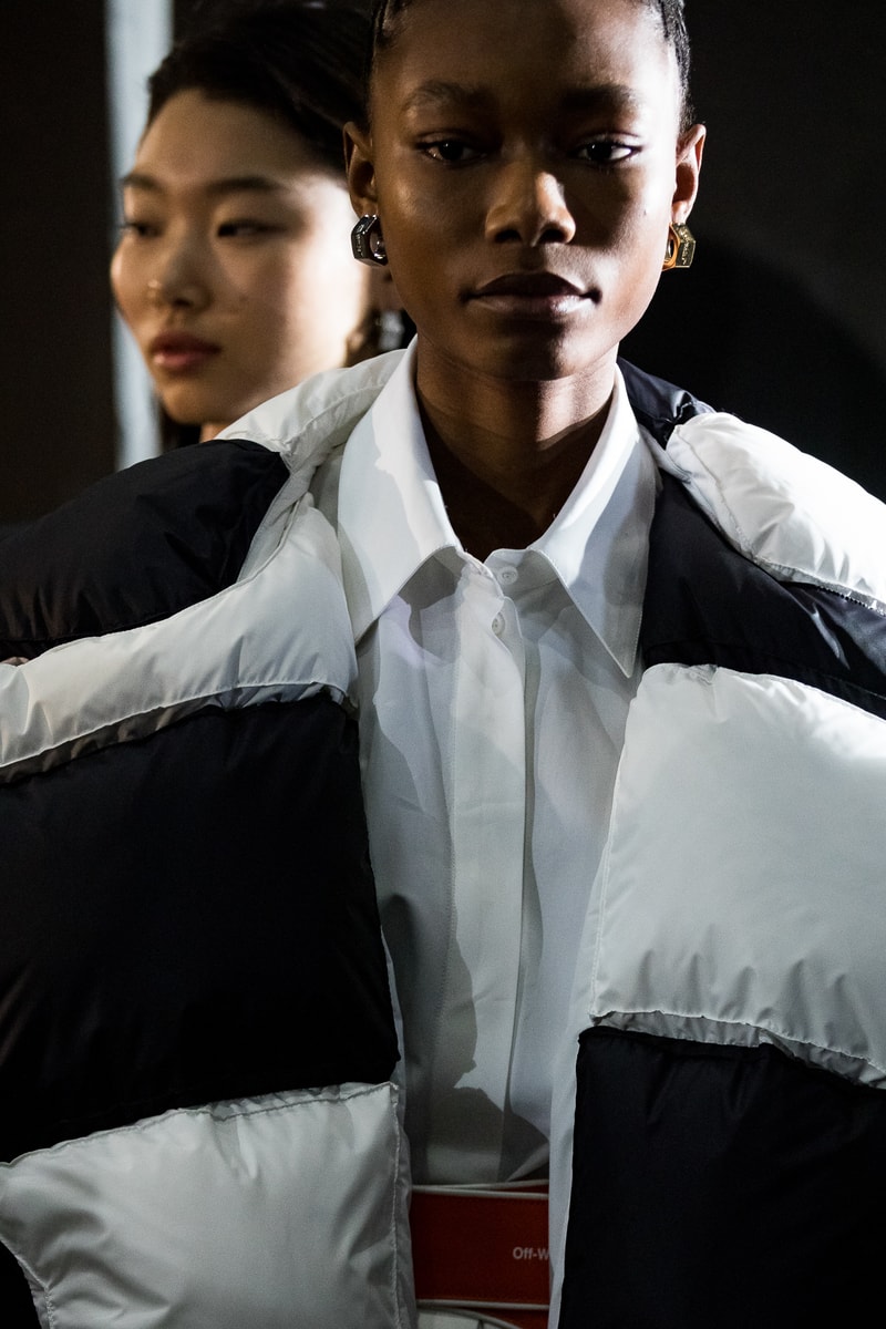 Backstage at Off-White™ Fall/Winter 2019 Show Paris Fashion Week Virgil Abloh Bella Hadid Gigi Hadid Karlie Kloss Adut Akech Collection Presentation Beauty 