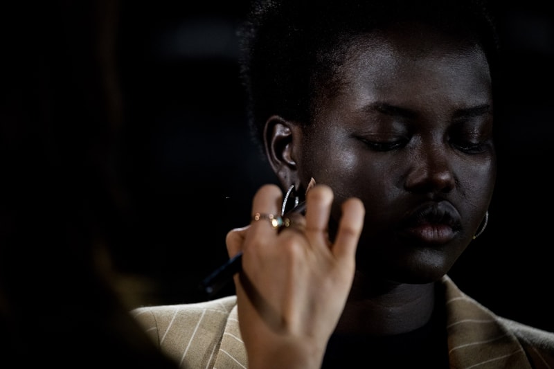 Backstage at Off-White™ Fall/Winter 2019 Show Paris Fashion Week Virgil Abloh Bella Hadid Gigi Hadid Karlie Kloss Adut Akech Collection Presentation Beauty 