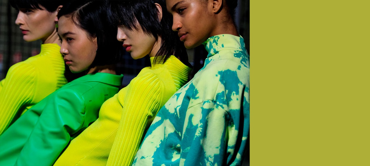 Off-White Virgil Abloh FW19 Fall Winter 2019 Paris Fashion Week Runway Show Catwalk Backstage Sora Choi Models Korean Asian Green Yellow