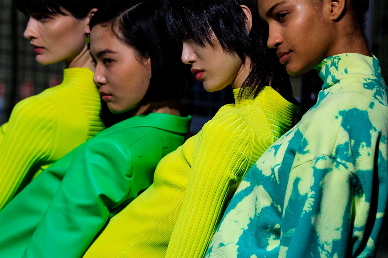 Off-White Virgil Abloh FW19 Fall Winter 2019 Paris Fashion Week Runway Show Catwalk Backstage Sora Choi Models Korean Asian Green Yellow