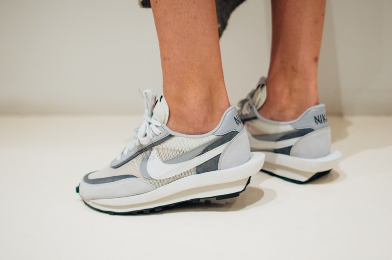 sacai x Nike LDV Waffle Daybreak Blazer Release White Grey Release Date Sneaker Shoe Drop Design First Look 
