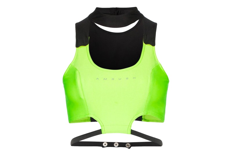 Ambush Waves Lycra Crop Top Neon Green Logo Black Yoon Ahn Verbal Spring Summer 2019