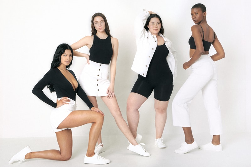 American Apparel Spring Summer 2019 Denim Collection Crop Wide Leg Jean Jacket Skirt White
