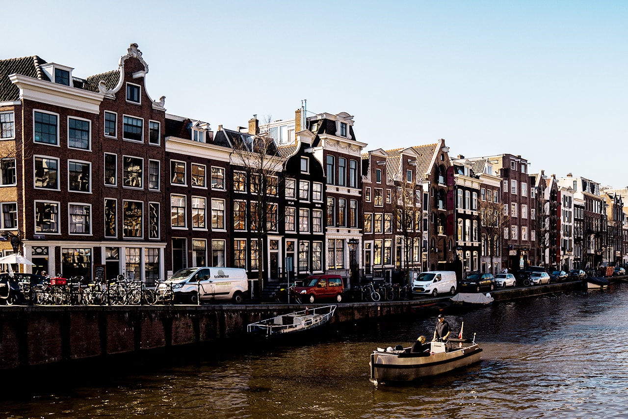 Amsterdam The Netherlands Dutch Canal Houses River Boats Scenery Travel