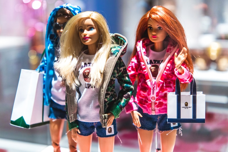 BAPE x Barbie Collection Dolls Camouflage Jackets Green Blue Pink