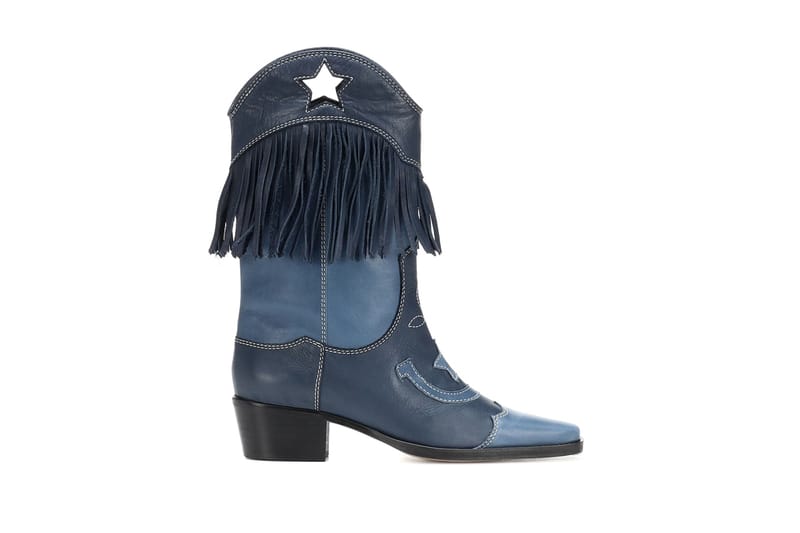 ganni blue cowboy boots