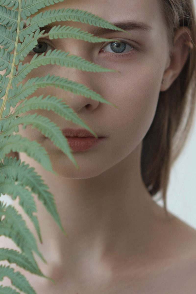 Woman Green Leaves 