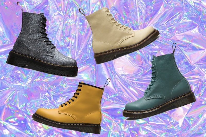 Dr. Martens Boots Festival Shoe Collection Yellow Platform Glitter Leather Music Fashion 