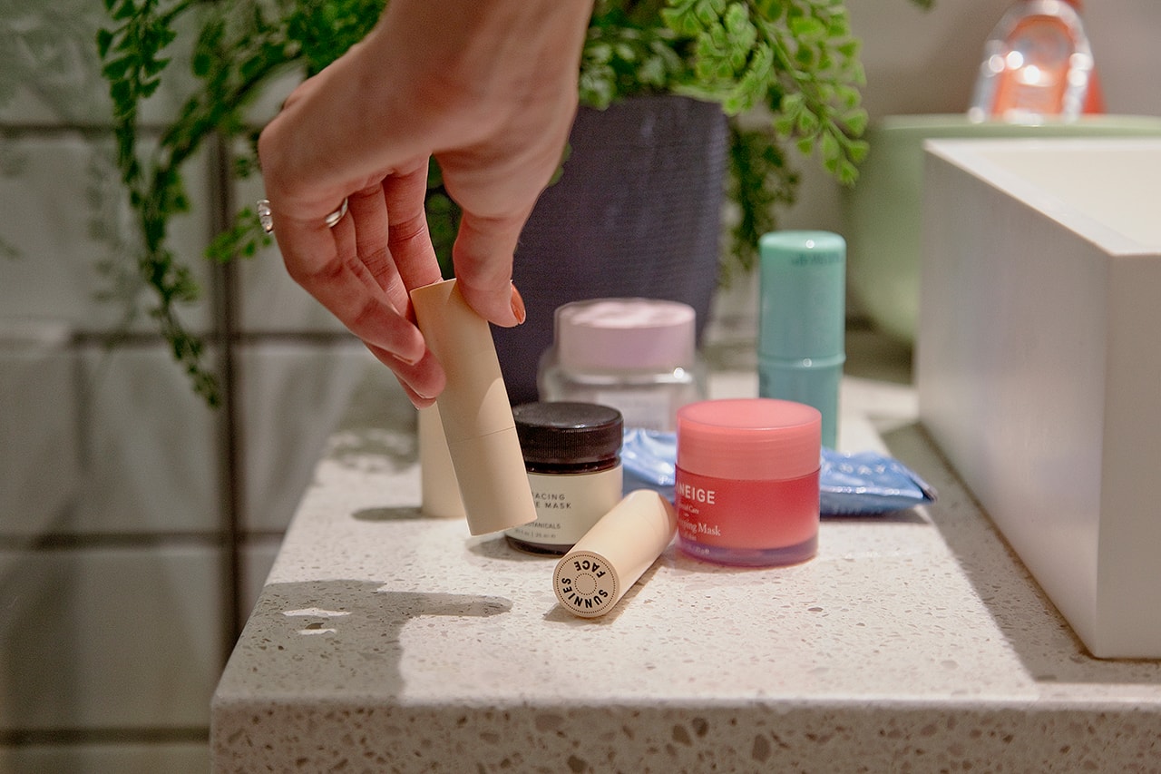 Makeup Skincare Cosmetics Haircare Products Estee Lauder Serum Living Proof Hair Volume Spray Cowshed Balm Mario Badescu Flat Lay Lifestyle Danielle Cathari