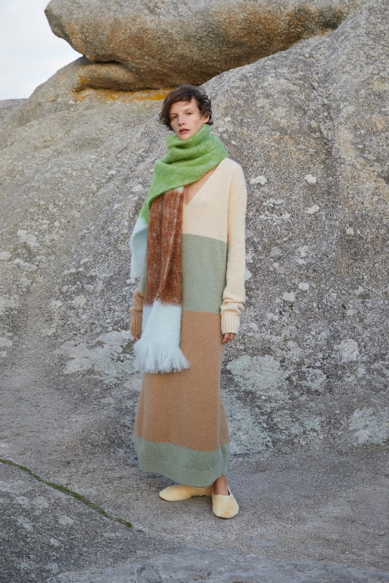 Jil Sander Plus Fall Winter 2019 Collection Sweater Dress Tan Brown Green Blue