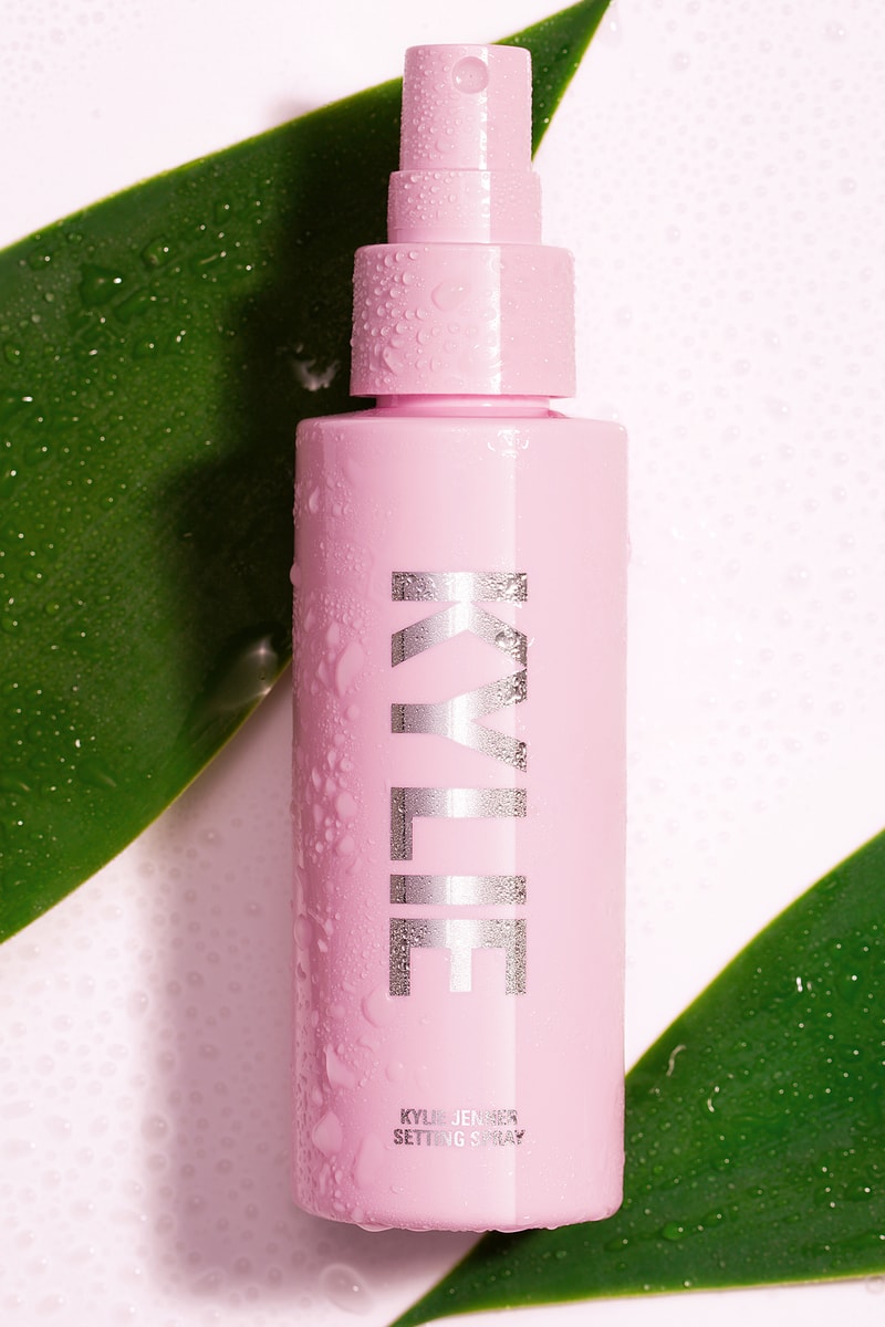 kylie jenner cosmetics mattifying setting spray pink bottle silver packaging makeup beauty