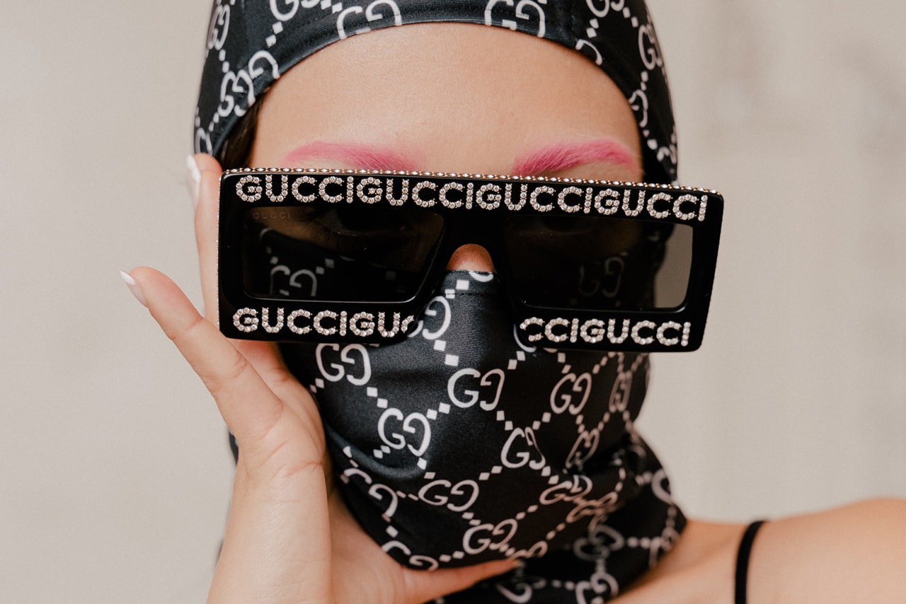 Mia Carucci Gucci Bootleg Balaclava Frankie Collective Sunglasses Bejeweled Logo Pink Eyebrows Brows Zebra Print Dress McQ Alexander McQueen Animal Print Trend Spring Summer 2019 Editorial LA Los Angeles DJ