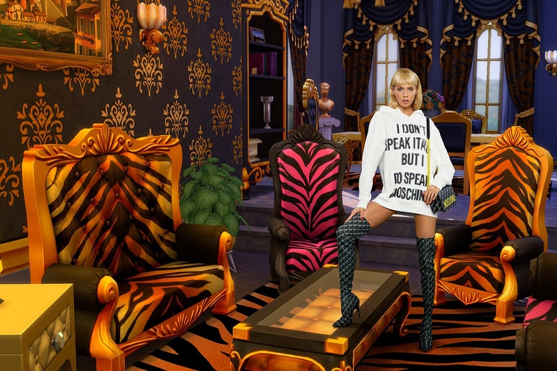 The Sims x Moschino Spring Summer 2019 Collection Hoodie White Boots Black