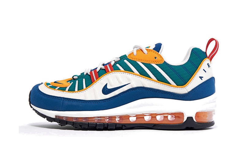 Nike Air Max 98 University Red/Blue Force Orange Peel Release Spring Summer Sneaker Shoe Drop