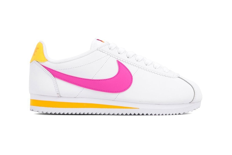 Nike Classic Cortez Laser Fuchsia Pink Orange White Leather Trainers Sneakers